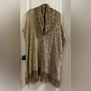 Democracy Textured Knit Tunic Sweater in Beige and Brown